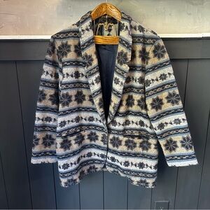 Christopher & Banks Wool Blend Patterned Women's Blazer Jacket size Large‎